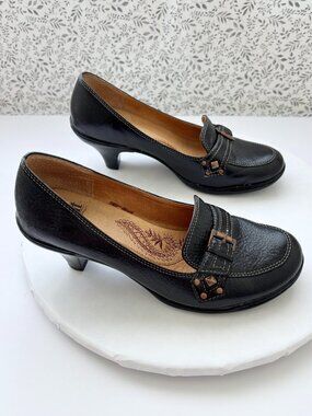 Sofft Black Leather Loafer Pumps Women’s 7.5M Buckle Studded  Teacher Classic